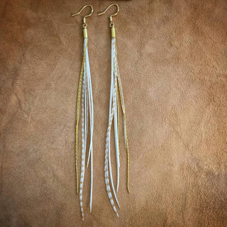 Mini Feather Earrings - Blonde Grizzly / Gold