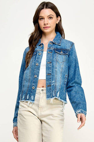 Wildflower Distressed Crop Jacket