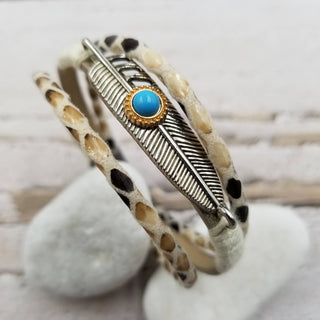 Leopard Feather Leather Bracelet