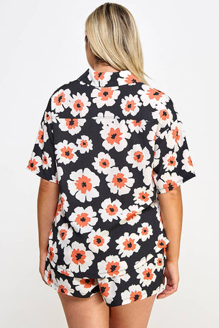 Plus Size Floral Button-Down Shirt & Shorts Set | Laciann Collective