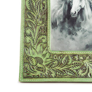 Meadows Green Embossed Leather Picture Frame