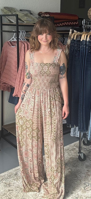 BOHO PAISLEY PRINT JUMPSUIT