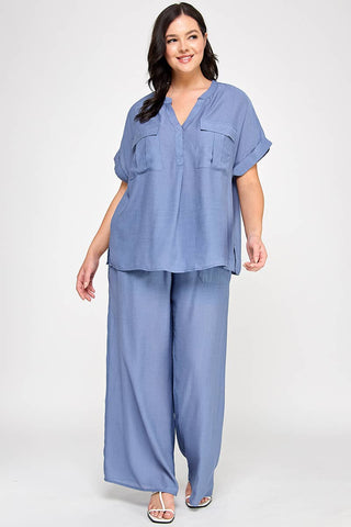 Curvy Fit Dolman Sleeve Crinkle Top (Top Only)