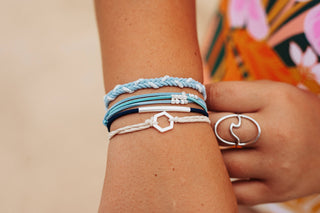 Dream Shades of Blue with Silver Accents Hair Tie Bracelets