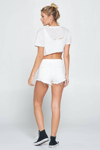 Blanc Bloom Raw Hem Denim Shorts