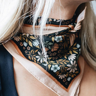 Midnight Garden Silk Bandana Scarf