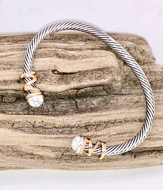 White Semi Precious Stone Cuff