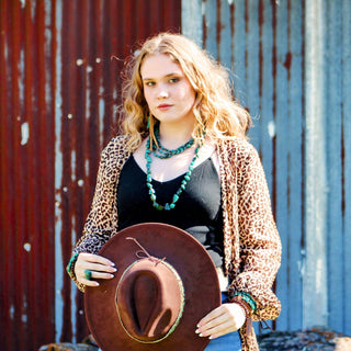 Large Triple Strand Natural Turquoise & Copper Collar Necklace