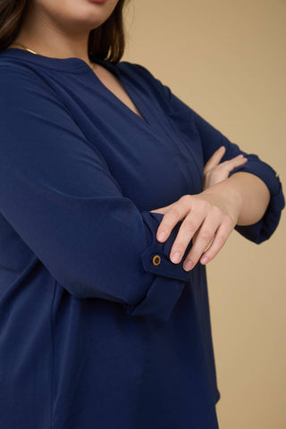 Canyon Calm V Split Neck Blouse