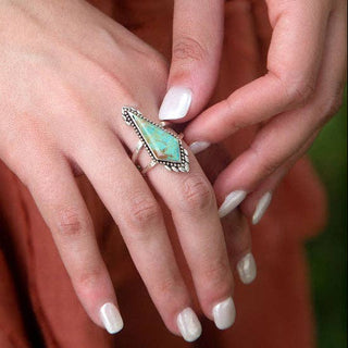 Anemone Blue Turquoise and Silver Statement Ring
