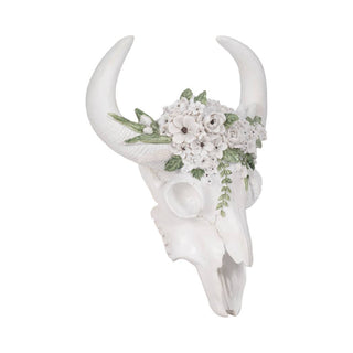 White Floral Bull Skull Wall Décor, 13 in.