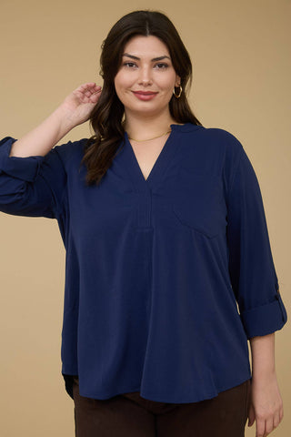 Canyon Calm V Split Neck Blouse