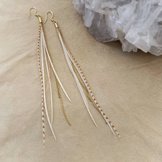 Mini Feather Earrings - Blonde Grizzly / Gold