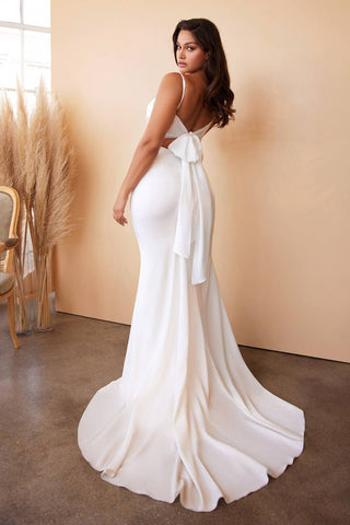 Satin Mermaid Gown with Bow-Tie Back