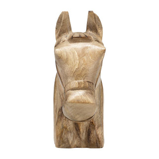 Handcrafted Wood Horse Head Figurine – Brown, 11 in.
