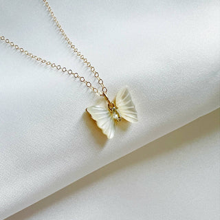 Butterfly Mother of Pearl Gold Filled Necklace