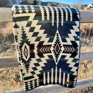 Southwest Alpaca Blanket - Forest Reversible