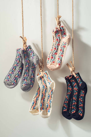 Vintage Floral Embroidered Socks