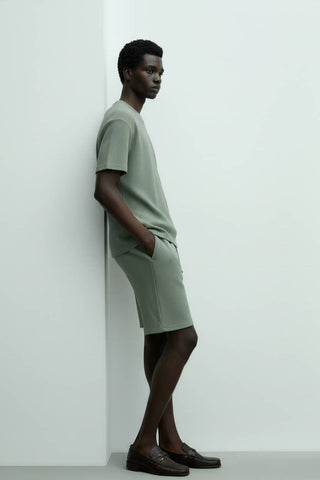 Men's Short Sleeve Textured T-Shirt & Short Set
