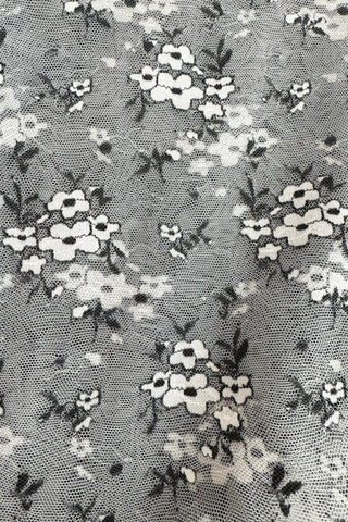 Lace Mock Neck Long Sleeve Floral Embroidered Layering Top