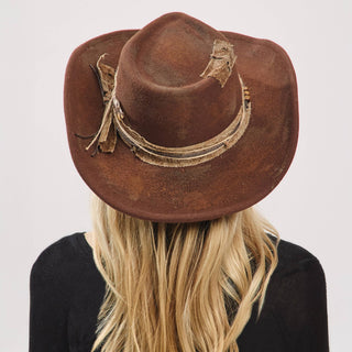 Rustic Cowgirl with Feather Fedora Hat