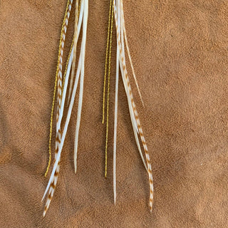 Mini Feather Earrings - Blonde Grizzly / Gold