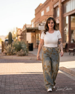 Soft Petal Wide Leg Denim