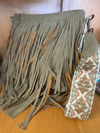 Sadie Suede Fringe Crossbody w/ Guitar Strap