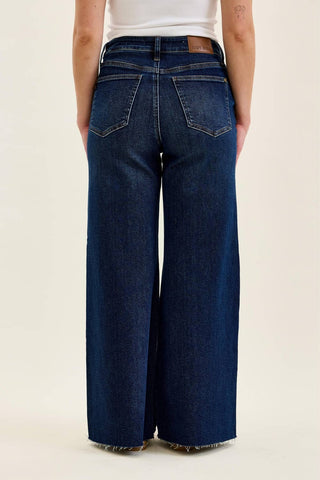 Judy Blue Petite High-Waist Retro Wide-Leg Jeans in Dark Wash