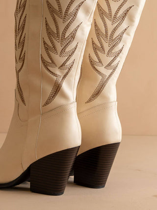 Ivory Wildflower Boots Knee High Cowboy Western Boot