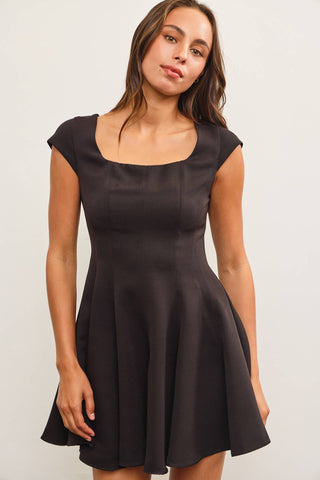 Midnight Muse Short Sleeve Fit-and-Flare Mini Dress
