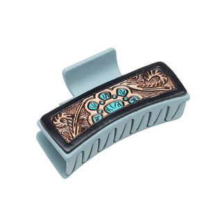Cactus Bloom Ridge Leather Hair Comb Clip