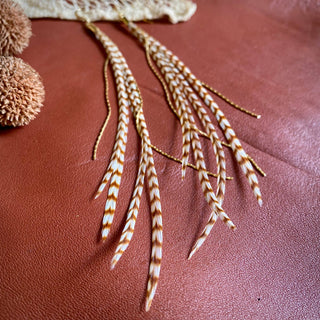 Mini Feather Earrings - Ginger Grizzly / Gold