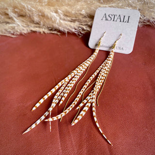 Mini Feather Earrings - Ginger Grizzly / Gold