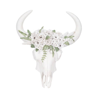 White Floral Bull Skull Wall Décor, 13 in.