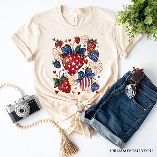 Patriotic Boho Strawberries Bouquet T-Shirt