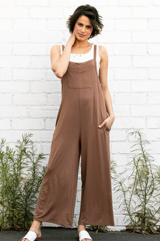 Wide Leg Overall Jumper with Bib & Side Pockets