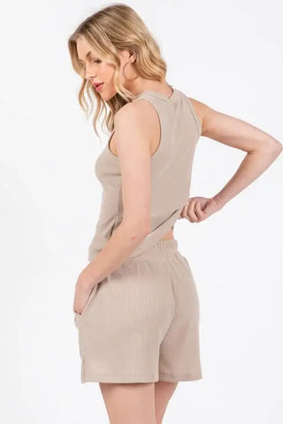 Canyon Thermal Elastic Waist Casual Shorts (Top Sold Separately)