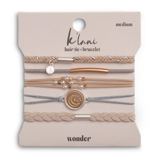 Wonder Soft Creams and Blues with Pearls and Gold Hair Tie Bracelets