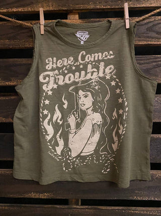 Here Comes Trouble Muscle Crop Top