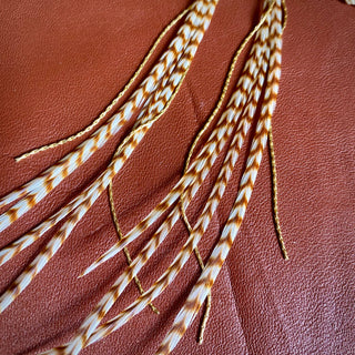 Mini Feather Earrings - Ginger Grizzly / Gold