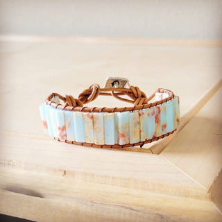 Woven Aqua Terra Jasper Stacked Stone Bracelet
