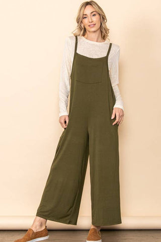Wide Leg Overall Jumper with Bib & Side Pockets