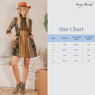 Rustic Bohemian Fit and Flare Patchwork Mini Dress