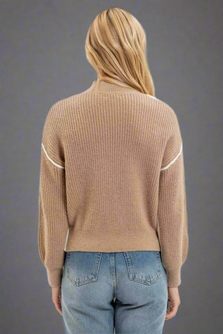 COLORBLOCK MOCK NECK SWEATER