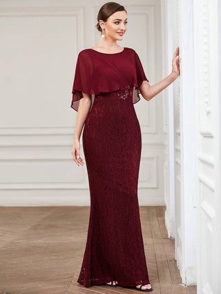 Fishtail Ruffles Sleeves Mother of Bridesmaid Dress