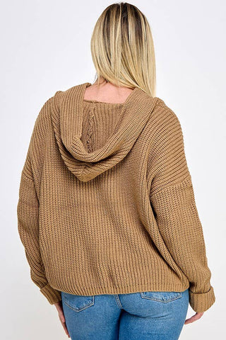Curvy Black Luxe Sweater Hoodie Top