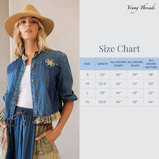 Western Boho Chic Patchwork Cropped Denim Jacket