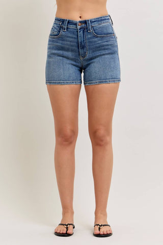 Judy Blue High-Waist Slim Denim Shorts in Medium Wash
