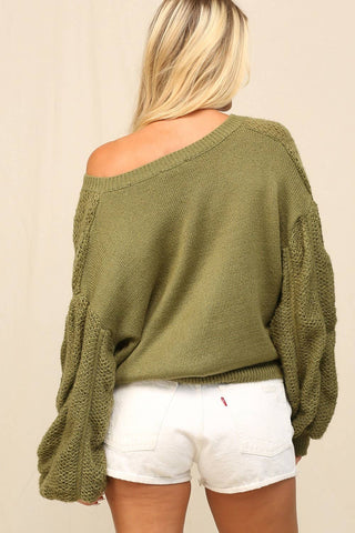 Exaggerated Ruching Sleeve Pullover | Laciann Collective